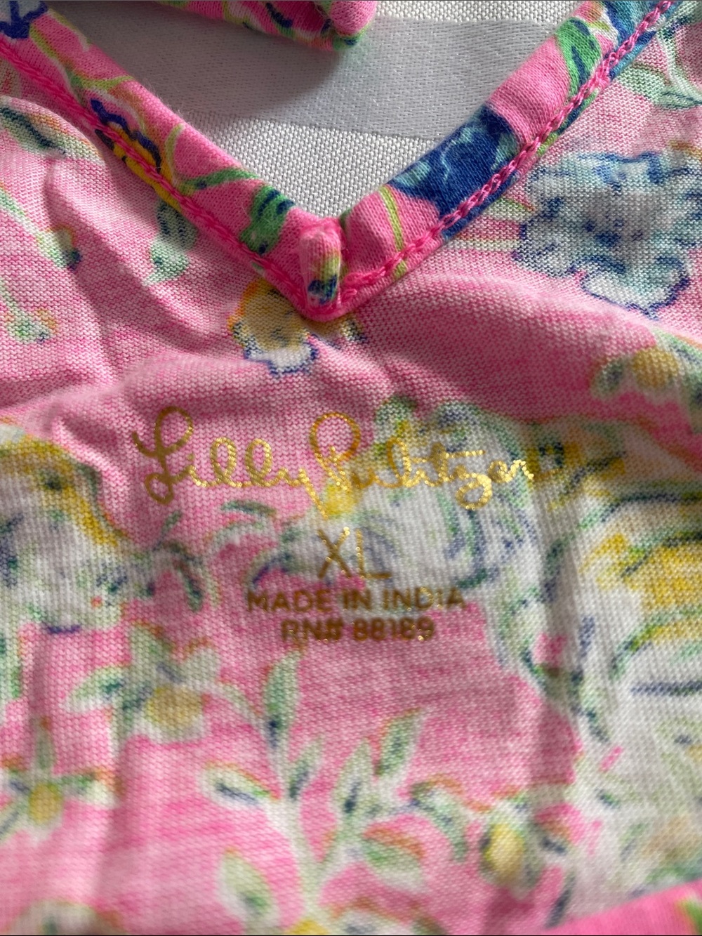 Summer Sale! Lilly Pulitzer Pink Floral V-Neck Tank with Blue & Yellow Accents - Picture 5 of 5